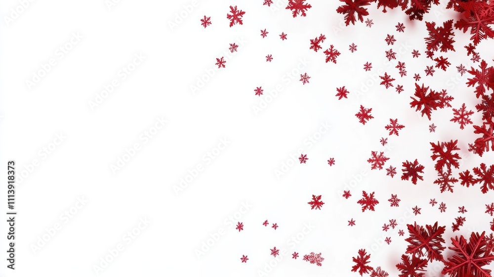 Red snowflake border on white background for holiday designs Red snowflake border on white background for holiday designs