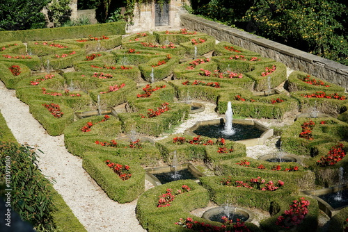 Geometrical hedge pattern - garden at Ksiaz Castle - Walbrzych, Poland photo