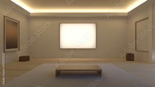 Minimalist Room Design Featuring Modern Art and Soft Lighting