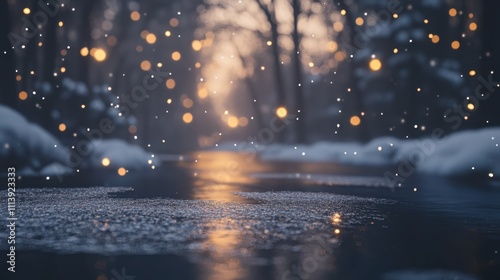 The Winter River with Lights