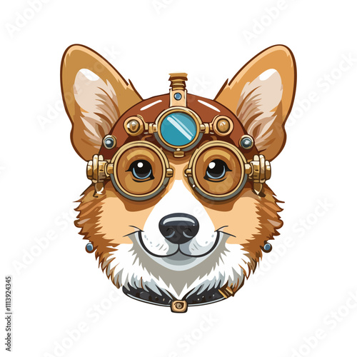 Steampunk Corgi with Goggles