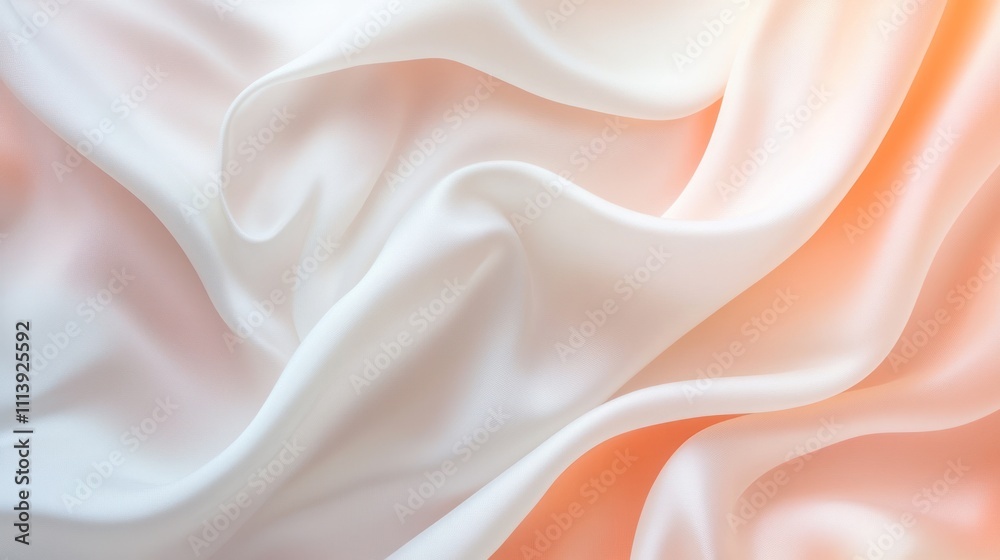 Fototapeta premium Soft Draped Fabric in Peach and White Hues