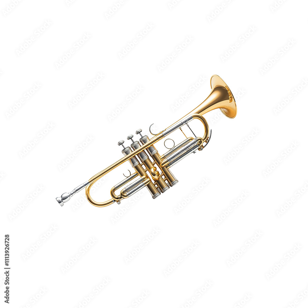 Golden Trumpet Musical Instrument Isolated on on white background Golden Trumpet Musical Instrument Isolated on on white background
