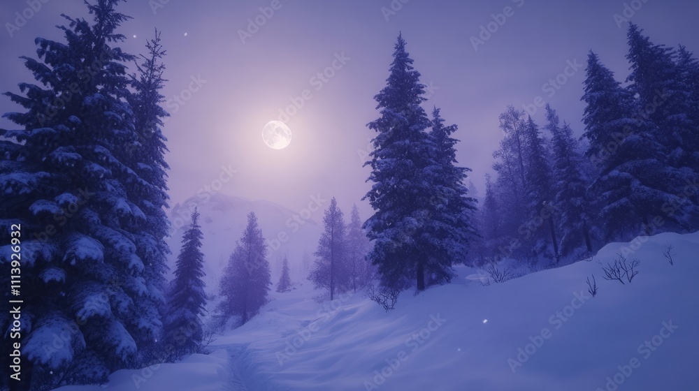 Naklejka premium Winter scene, trees