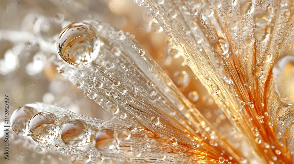 Dewdrops Adorn Golden Flower Petals Close Up Dewdrops Adorn Golden Flower Petals Close Up
