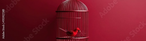 Crimson Captivity: A Bird's Lament in a Scarlet Cage