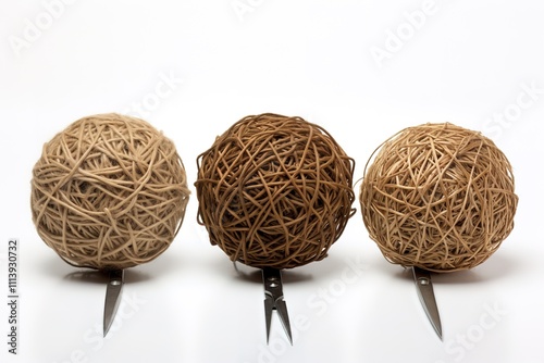 Hemp rope on white background
 photo