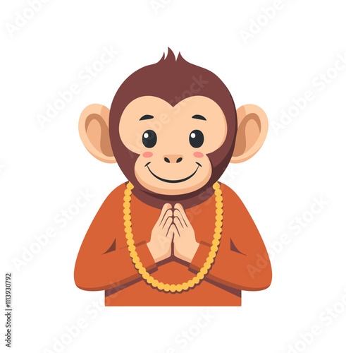 Monk Monkey with Prayer Beads