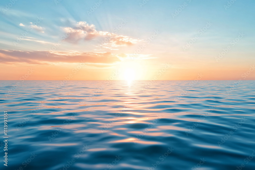Serene ocean view at sunset, reflecting calm and tranquility. Serene ocean view at sunset, reflecting calm and tranquility.
