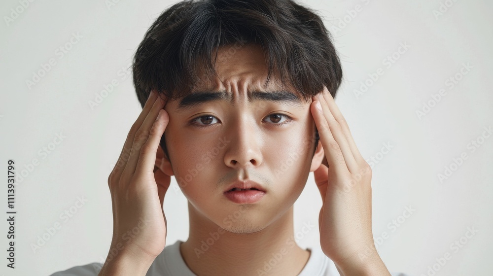 Stress, pain and man with headache for health risk, burnout and frustrated for brain fog. Stress, pain and man with headache for health risk, burnout and frustrated for brain fog.