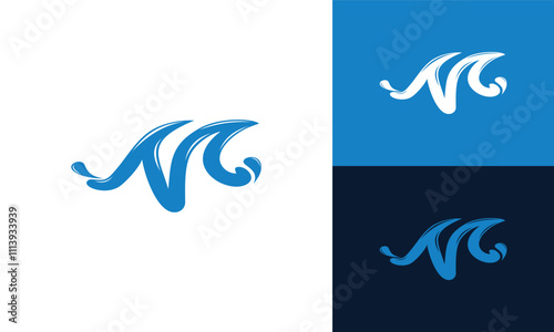 letter M ocean wave logo design inspiration