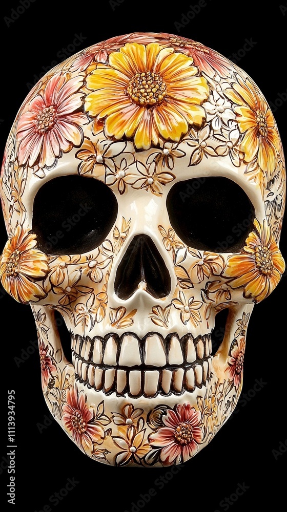 Naklejka premium Floral Skull Decor 
