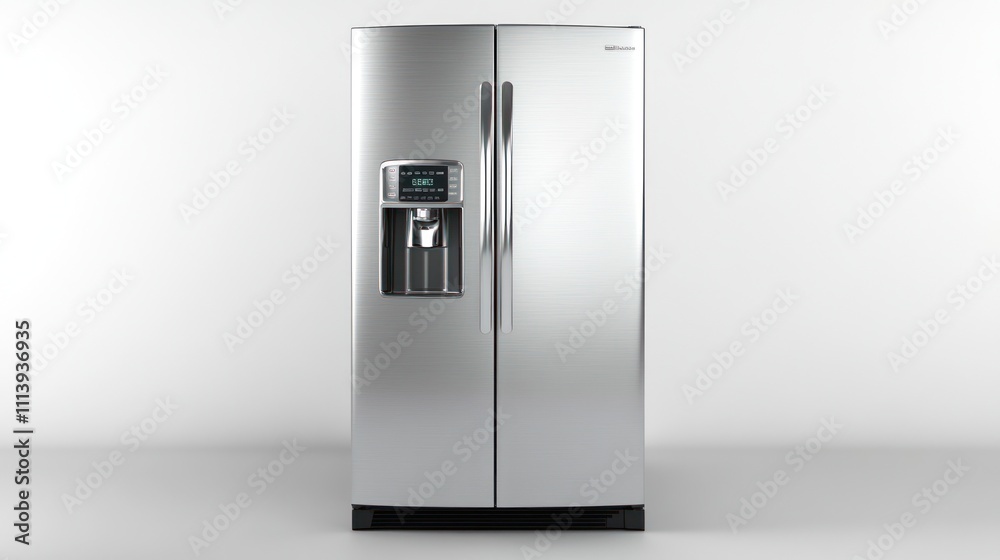 Stainless steel refrigerator with ice and water dispenser