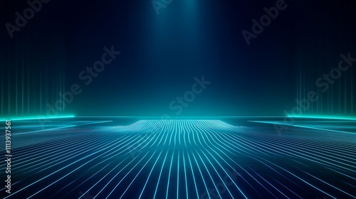 Futuristic Digital Landscape with Neon Lines and Ambient Light for Creative Projects and Background Use