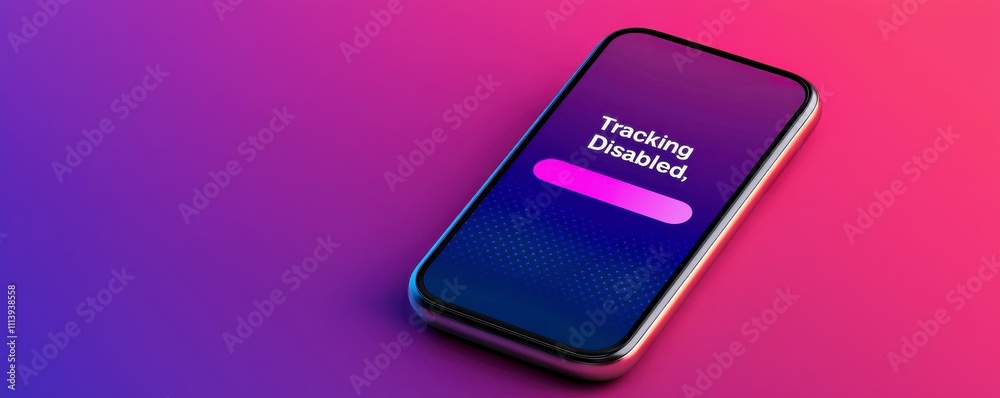 Anti tracking privacy concept. Smartphone screen displaying 