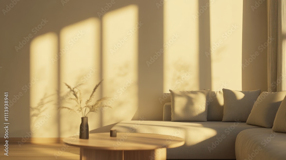 Sunlit Living Room Corner With Neutral Decor Sunlit Living Room Corner With Neutral Decor