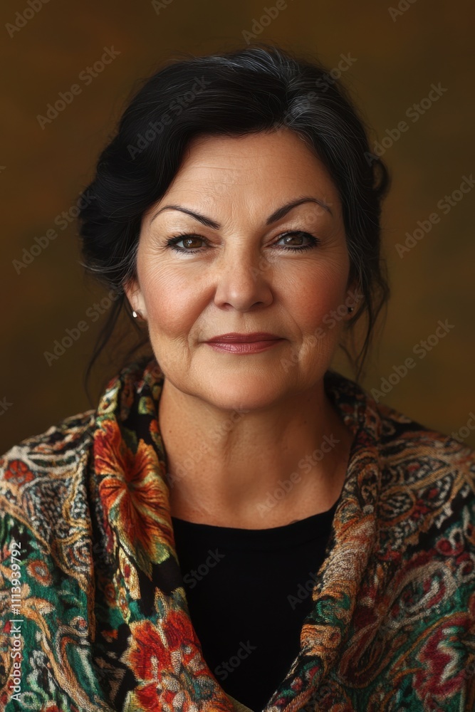 Close-up shot portrait of a middle-aged australian woman of greek descent Close-up shot portrait of a middle-aged australian woman of greek descent