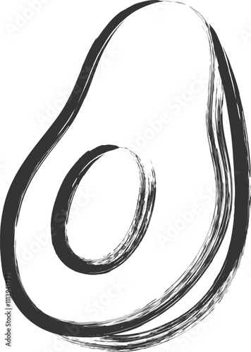 筆書き果物単品アイコン　アボカド