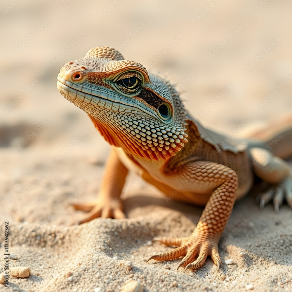 Close up of a bearded dragon in the Desert Close up of a bearded dragon in the Desert
