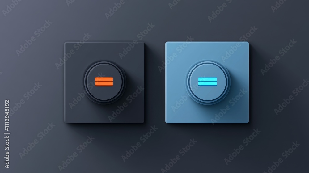 On and Off toggle switch buttons. Day and night mode switch button. Dark mode, light mode. Material design switch buttons set. Vector illustration. On and Off toggle switch buttons. Day and night mode switch button. Dark mode, light mode. Material design switch buttons set. Vector illustration.