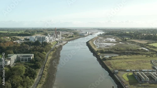 Wallpaper Mural Aerial View Of River Boyne And Industrial Plant In Drogheda, Ireland. Torontodigital.ca