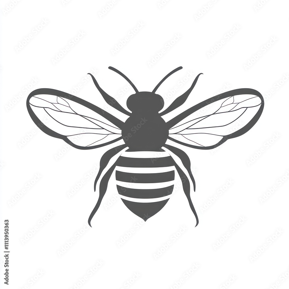 Obraz premium Simple grey bee silhouette illustration.