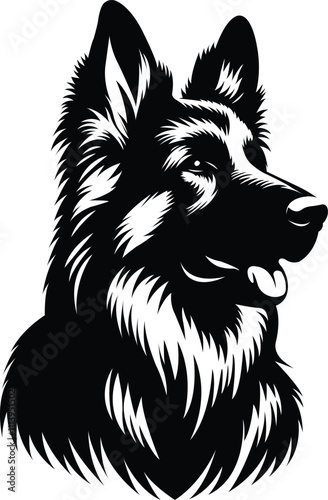 german shepherd dog black and white vector