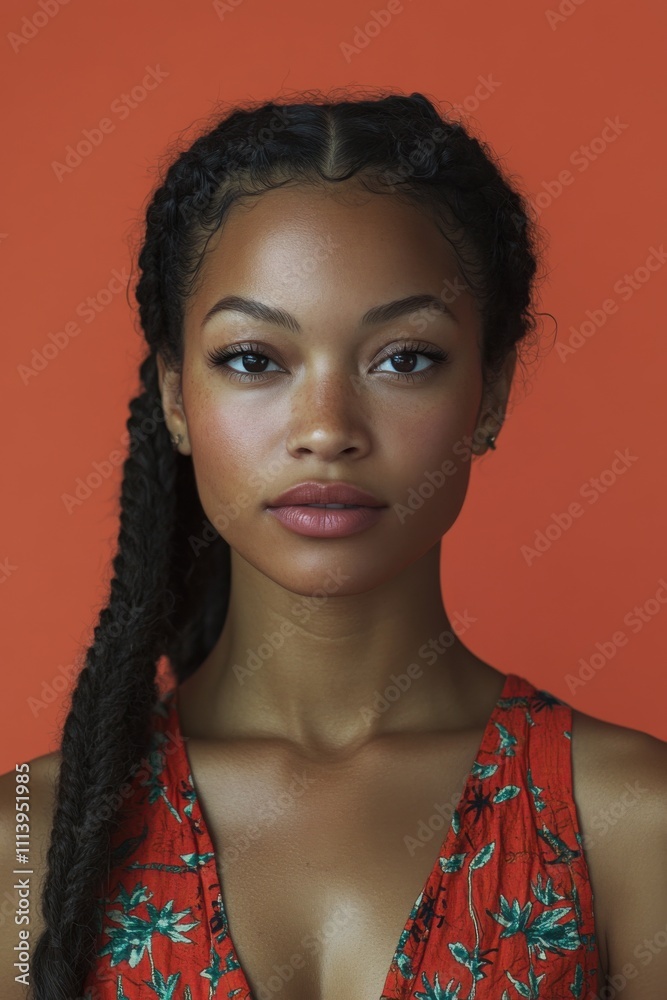 Three-quarter view shot portrait of a young canadian woman of caribbean descent Three-quarter view shot portrait of a young canadian woman of caribbean descent