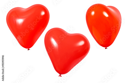 Heart shaped balloons on isolated background. Valentine's Day Gift, symbol of love, relationships.