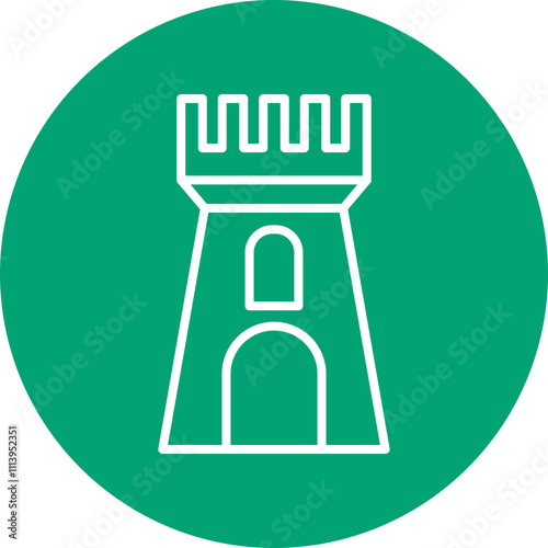 Battlement Wall line circle icon
