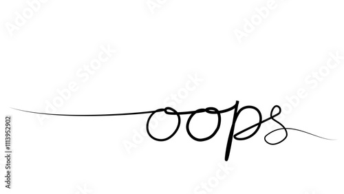 continuous drawing of oops with one line.