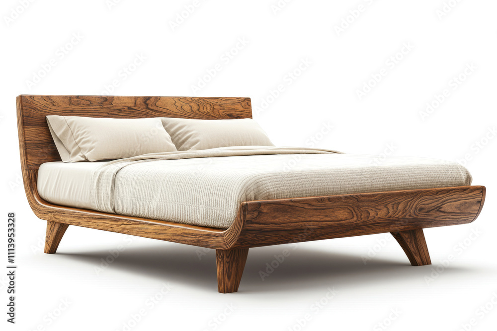 Comfortable bed with pillows and a blanket isolated on a white Comfortable bed with pillows and a blanket isolated on a white