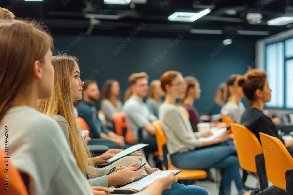 custom made wallpaper toronto digitalStudents attending a lecture in a modern classroom setting with attentive expressions