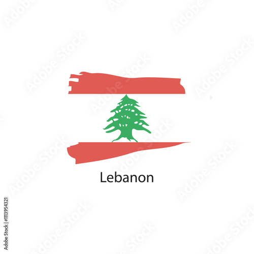 Brush stroke  icon of Lebanon flag. Simple vector illustration.