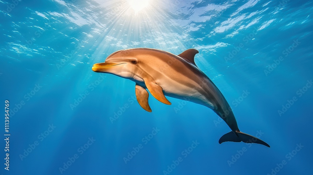 Obraz premium Silhouette of Dolphin Gliding in Serene Waters