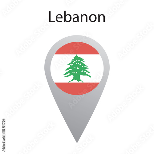 Location pin icon of Lebanon flag. Simple vector illustration.