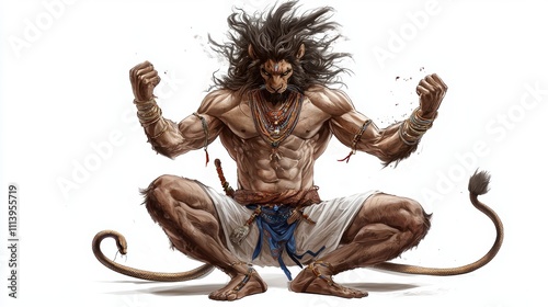 Powerful Lion-Human Hybrid with Protective Aura photo