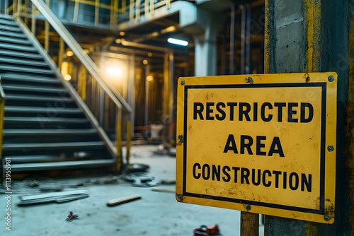 Wallpaper Mural Restricted Area: Construction Site Warning Sign Torontodigital.ca