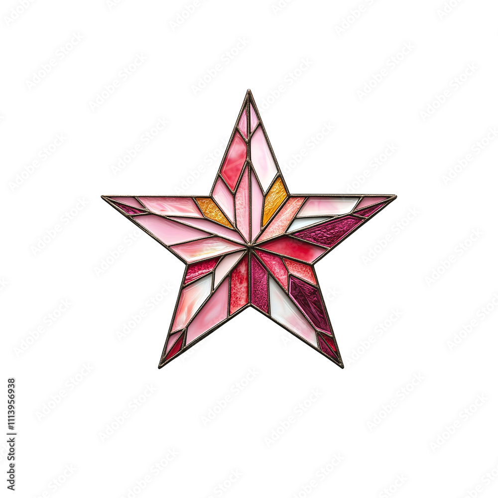 Pink and Red Stained Glass Star Ornament Pink and Red Stained Glass Star Ornament