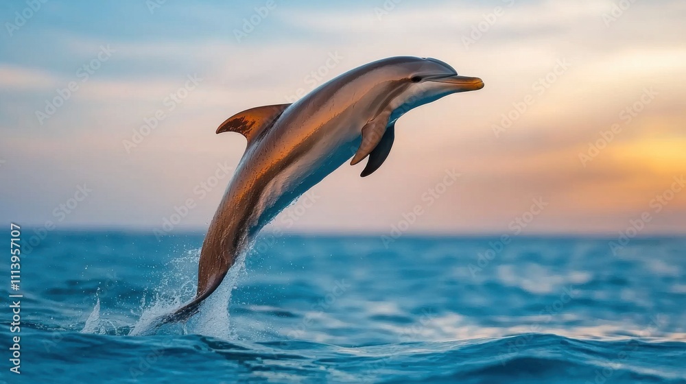 Fototapeta premium Dolphin Leaping Gracefully Above Clear Waters