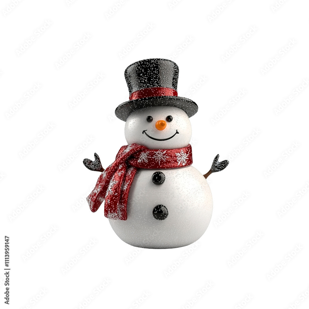 Festive Snowman with Top Hat and Scarf - Winter Holiday Character Festive Snowman with Top Hat and Scarf - Winter Holiday Character