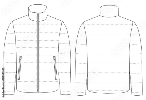 Men's Mountain Padded puffer Jacket Isolated Winter vector illustration