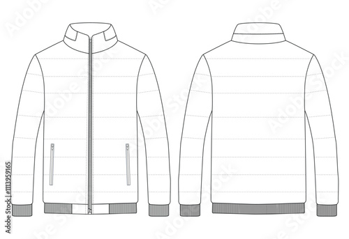 Men's Mountain Padded puffer Jacket Isolated Winter vector illustration