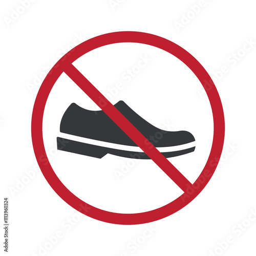 Isolated prohibition no shoes allowed, open footwear on indoor room