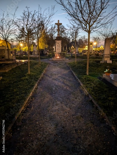 cemetry in Vidnava in the night photo