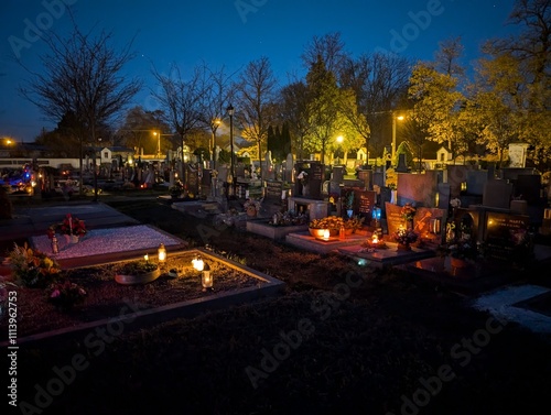 cemetry in Vidnava in the night