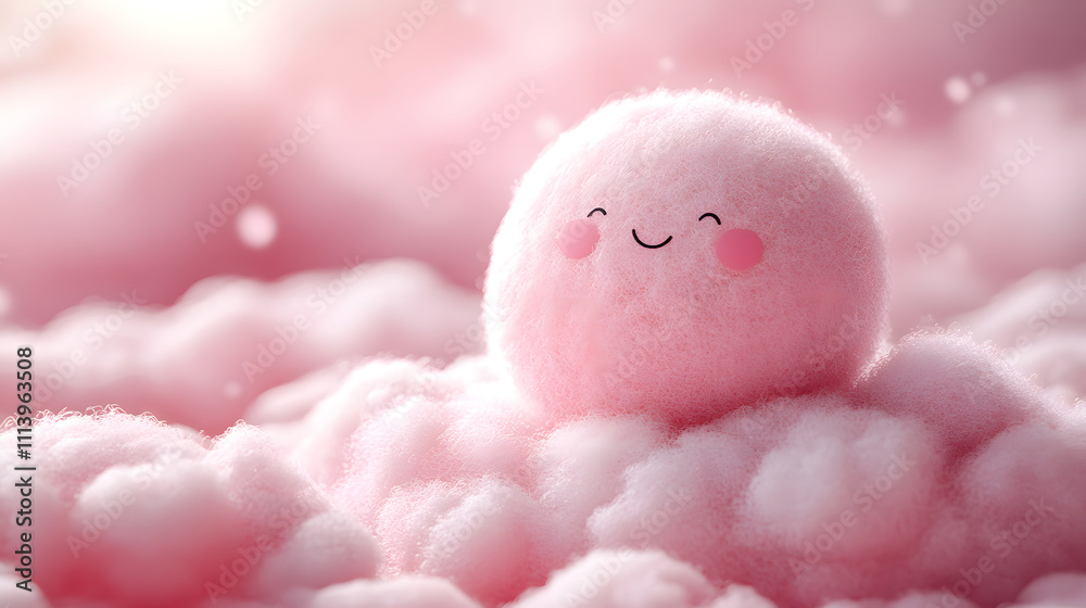 A Playful Love Emoji Resting on a Pastel Pink Fluffy Cloud, Capturing the Lightness of Love and Affection A Playful Love Emoji Resting on a Pastel Pink Fluffy Cloud, Capturing the Lightness of Love and Affection