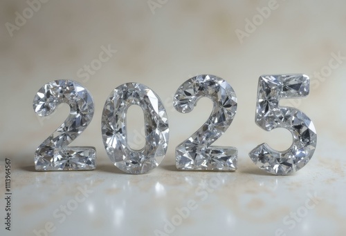 2025 formed by clear, faceted diamonds arranged in a line photo