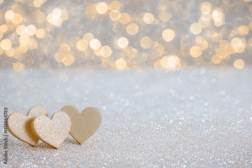 Fototapeta premium A close up of four gold hearts on a white background