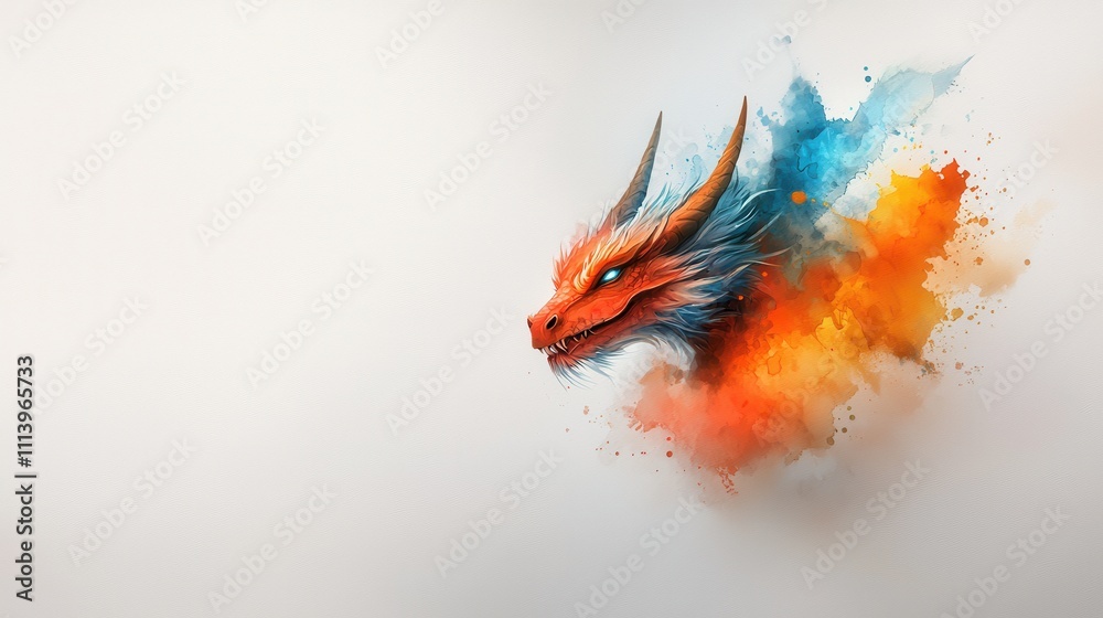 Fototapeta premium Watercolor Dragon Art with Vibrant Colors